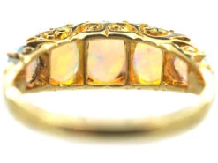 Edwardian 18ct Gold Half Carved Half Hoop Five Stone Opal Ring 13 Edwardian 18ct Gold Half Carved Half Hoop Five Stone Opal Ring -Antique Jewellery Company 63a524f2 dsc00737 scaled 1