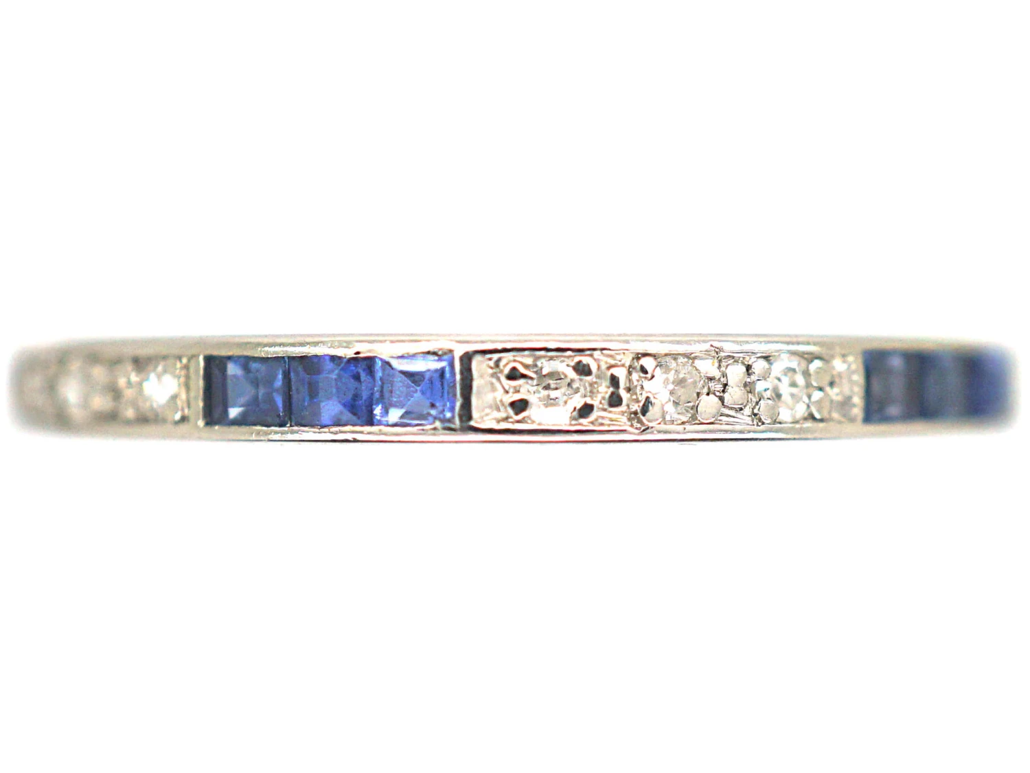 Art Deco Platinum, Sapphire & Diamond Narrow Eternity Ring 3 Art Deco Platinum, Sapphire & Diamond Narrow Eternity Ring
