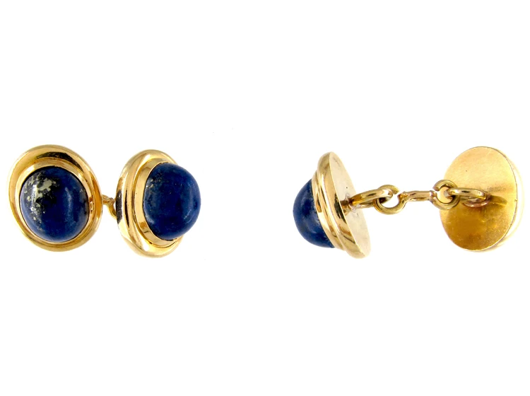 Lapis & 18ct Gold Victorian Cufflinks 5 Lapis & 18ct Gold Victorian Cufflinks - Image 3