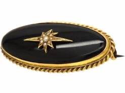 Victorian 18ct & Onyx Oval Brooch With A Star Set With Natural Split Pearls -Antique Jewellery Company 6579978f dsc06623 scaled 1