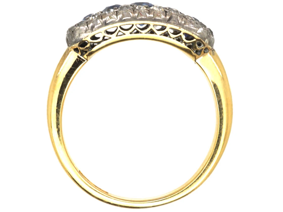 Victorian 18ct Gold Five Stone Sapphire & Diamond Ring 5 Victorian 18ct Gold Five Stone Sapphire & Diamond Ring - Image 3