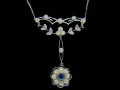 Sapphire Pearl Diamond Necklace