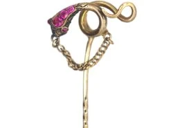 Georgian 15ct Gold Tie Pin Of A Snake Set With Rubies
