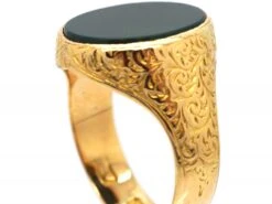Victorian 18ct Engraved Gold Signet Ring Set With A Plain Bloodstone 10 Victorian 18ct Engraved Gold Signet Ring Set With A Plain Bloodstone -Antique Jewellery Company 66998149 dsc08073 scaled 1