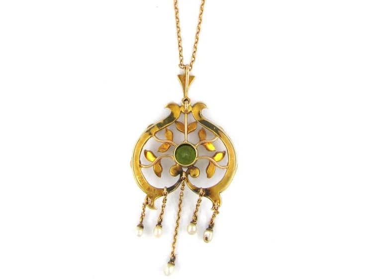 Peridot & Pearl 15ct Gold Pendant On Chain 6 Peridot & Pearl 15ct Gold Pendant On Chain - Image 4