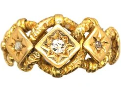 Victorian 18ct Gold Triple Knot Ring Set With Three Diamonds
