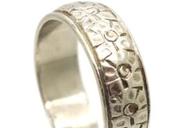 Art Deco Wide Platinum Wedding Ring With Flower Detail -Antique Jewellery Company 6830b464 antique vintage platinum floral engraved wedding band5 scaled 1