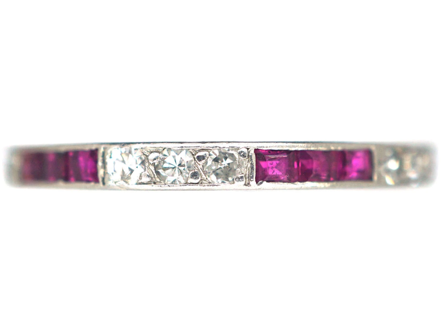 Art Deco Platinum Ruby & Diamond Narrow Eternity Ring 3 Art Deco Platinum Ruby & Diamond Narrow Eternity Ring