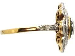 Art Deco 18ct Gold And Platinum, Emerald And Diamond Target Ring With Scalloped Surround -Antique Jewellery Company 6af6ea69 dsc02034 scaled 1