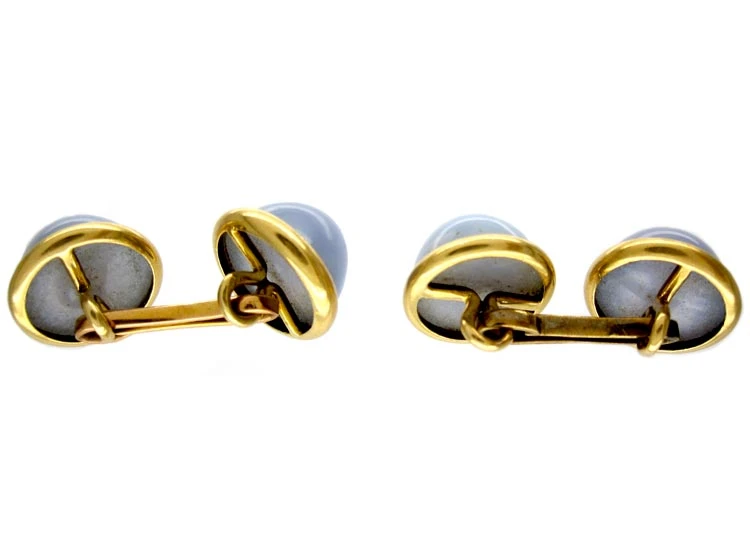 Chalcedony 18ct Gold Cufflinks 4 Chalcedony 18ct Gold Cufflinks - Image 2