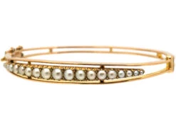 Edwardian 15ct Gold & Natural Split Pearls Bangle -Antique Jewellery Company 6b2e617b dsc07614