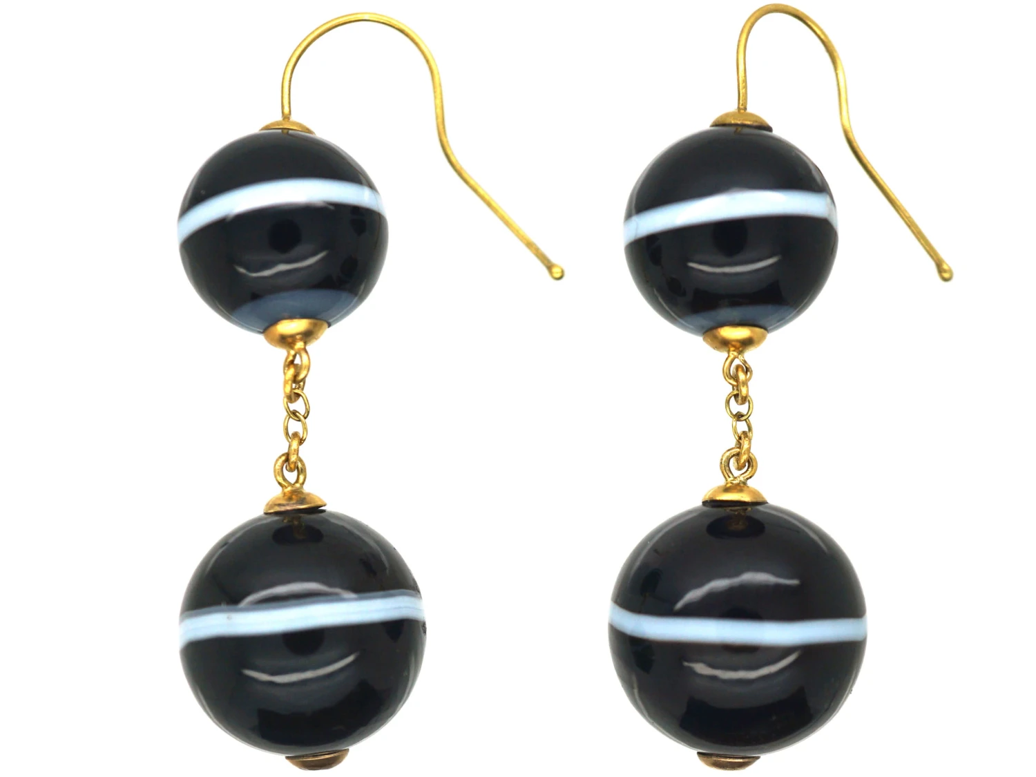 Victorian 15ct Gold & Banded Sardonyx Earrings 5 Victorian 15ct Gold & Banded Sardonyx Earrings - Image 3
