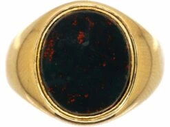 Edwardian 18ct Gold Signet Ring Set With A Plain Bloodstone