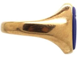 9ct Gold & Lapis Lazuli Signet Ring With Intaglio Of A Cow & Crosses -Antique Jewellery Company 6c0d3a74 dsc07253