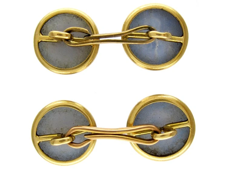 Chalcedony 18ct Gold Cufflinks 5 Chalcedony 18ct Gold Cufflinks - Image 3