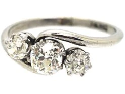 Art Deco 18ct White Gold Three Stone Diamond Crossover Ring -Antique Jewellery Company 6c6d37d1 dsc03166 scaled 1