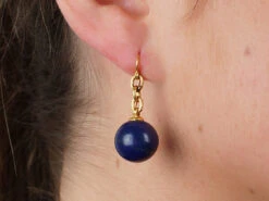 French 18ct Gold & Lapis Lazuli Earrings 13 French 18ct Gold & Lapis Lazuli Earrings -Antique Jewellery Company 6d3b97bb nsf03038