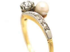 Edwardian 18ct Gold & Platinum Crossover Ring Set With A Natural Pearl & A Diamond 11 Edwardian 18ct Gold & Platinum Crossover Ring Set With A Natural Pearl & A Diamond -Antique Jewellery Company 6efa15fd dsc09166 scaled 1