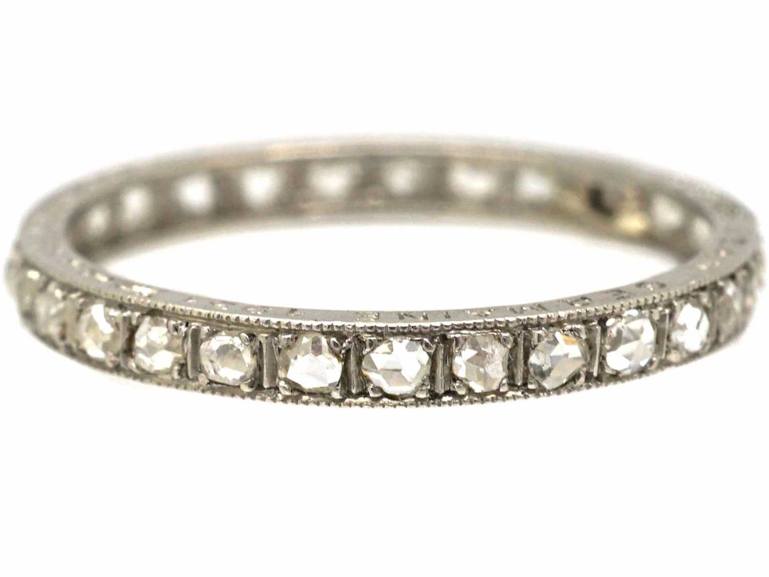 Art Deco Platinum & Rose Diamond Eternity Ring 6 Art Deco Platinum & Rose Diamond Eternity Ring - Image 4