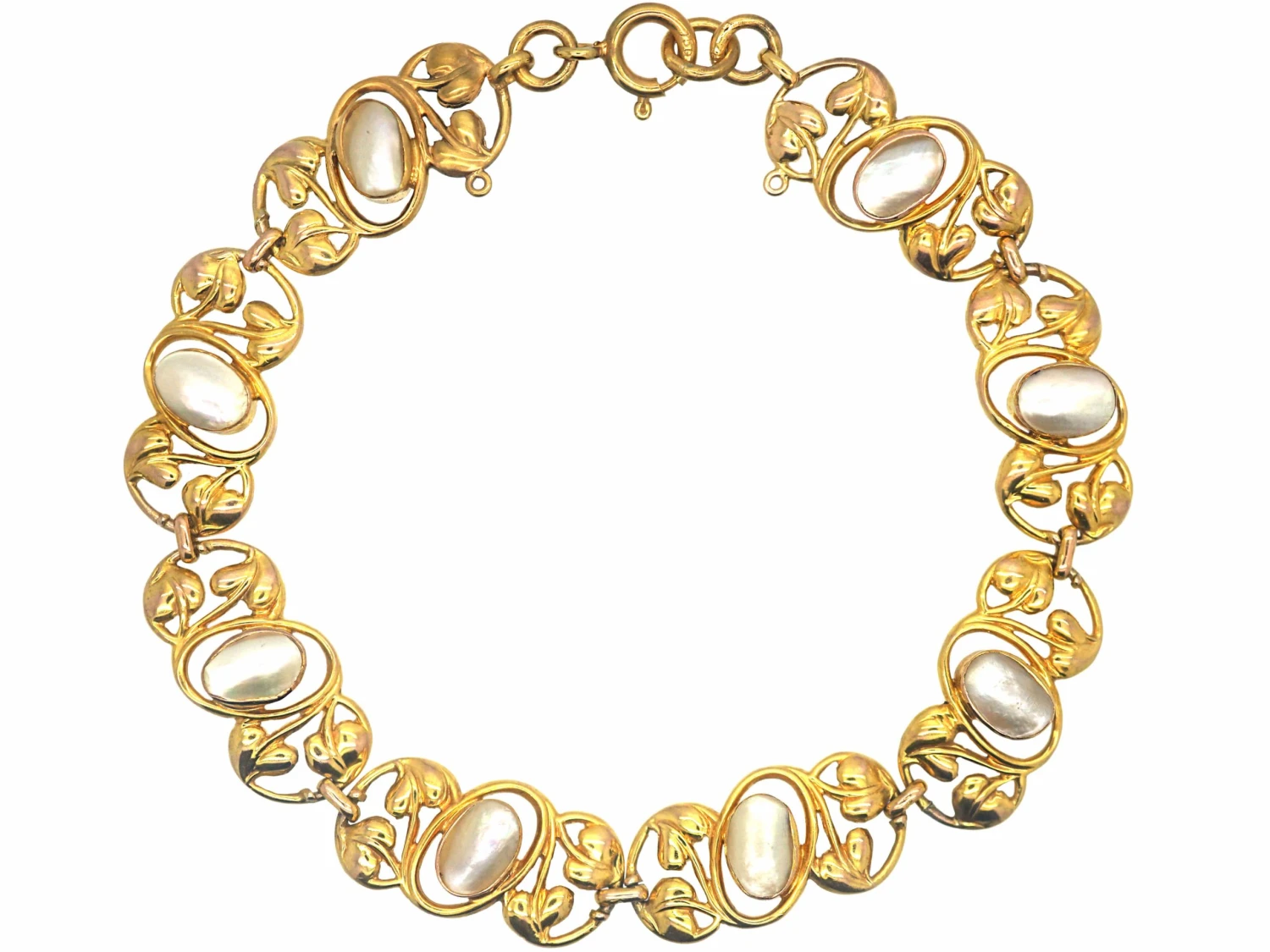 Art Nouveau 9ct Gold & Blister Pearl Bracelet 3 Art Nouveau 9ct Gold & Blister Pearl Bracelet
