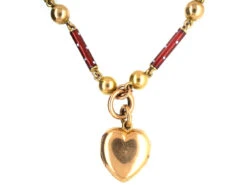 Edwardian 15ct Gold, Green & Red Enamel Heart Locket Set With A Diamond On Matching 15ct Gold Green & Red Enamel Chain 11 Edwardian 15ct Gold, Green & Red Enamel Heart Locket Set With A Diamond On Matching 15ct Gold Green & Red Enamel Chain -Antique Jewellery Company 724212fc dsc06002