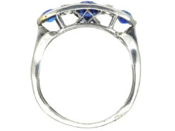 French Art Deco Platinum, Three Stone Sapphire & Diamond Ring 10 French Art Deco Platinum, Three Stone Sapphire & Diamond Ring -Antique Jewellery Company 724320f2 dsc07245