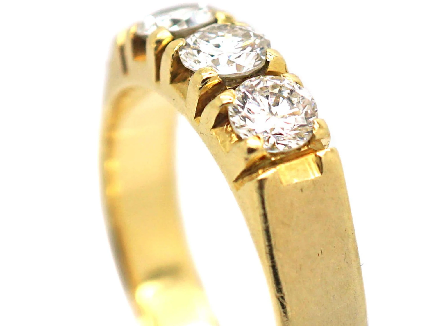 French 18ct Gold & Diamond Three Stone Ring 4 French 18ct Gold & Diamond Three Stone Ring - Image 2