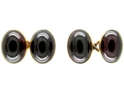 Cabochon Garnet Victorian Gold Cufflinks