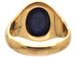 9ct Gold & Lapis Lazuli Signet Ring With Intaglio Of A Cow & Crosses -Antique Jewellery Company 732cd483 dsc07248