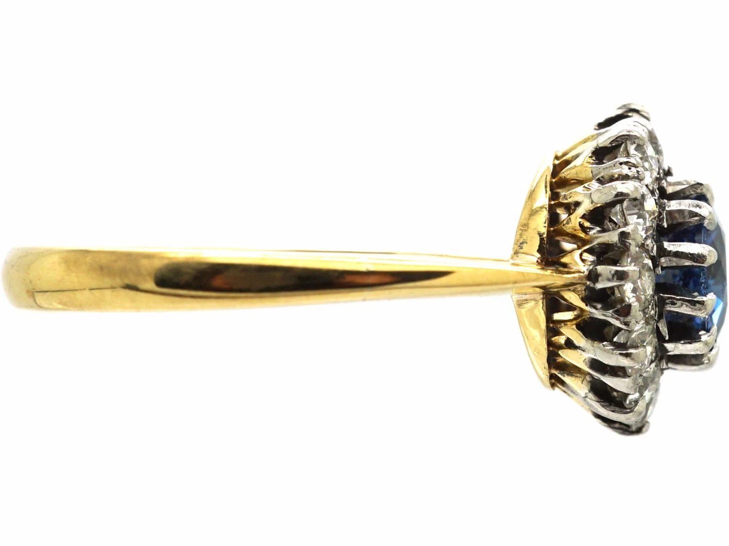 Retro 18ct Gold, Sapphire & Diamond Cluster Ring 7 Retro 18ct Gold, Sapphire & Diamond Cluster Ring - Image 5