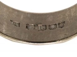 18ct White Gold Wide Wedding Ring With Flower & Diamond Motifs 12 18ct White Gold Wide Wedding Ring With Flower & Diamond Motifs -Antique Jewellery Company 73ffc377 dsc07542 scaled 1