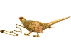 Edwardian 15ct Three Colour Gold Pheasant Brooch With Enamel Head 6 Edwardian 15ct Three Colour Gold Pheasant Brooch With Enamel Head -Antique Jewellery Company 74c3d435 dsc09960