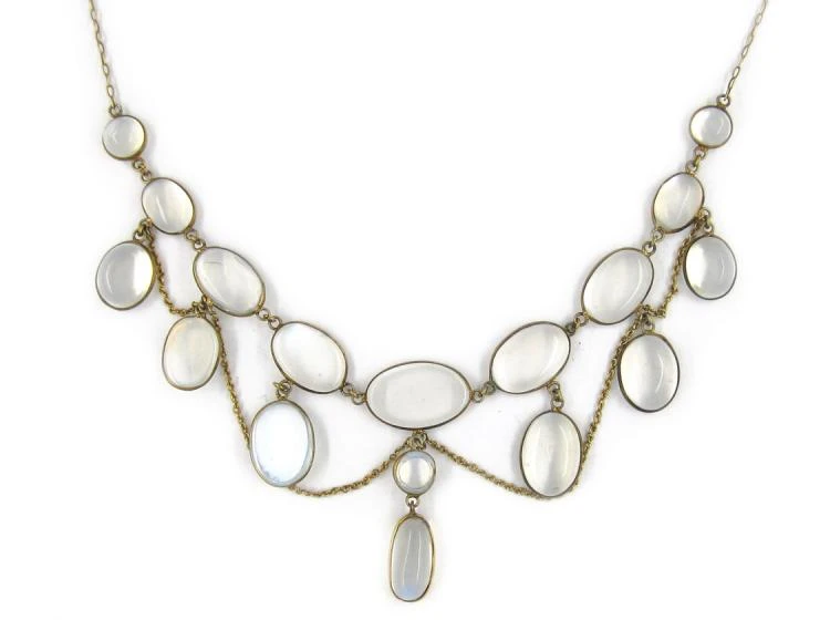 Gold Moonstone Festoon Necklace 6 Gold Moonstone Festoon Necklace - Image 4