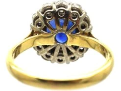 18ct Gold, Sapphire & Diamond Cluster Ring By Deakin & Frances -Antique Jewellery Company 74d53401 vintage 18ct gold platinum 1950s sapphire diamond cluster ring3 scaled 1
