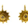 Victorian 15ct Gold Diamond Set Flower Earrings -Antique Jewellery Company 76a1