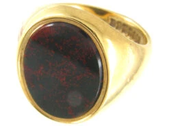 18ct Gold Bloodstone Plain Signet Ring 8 18ct Gold Bloodstone Plain Signet Ring -Antique Jewellery Company 76b