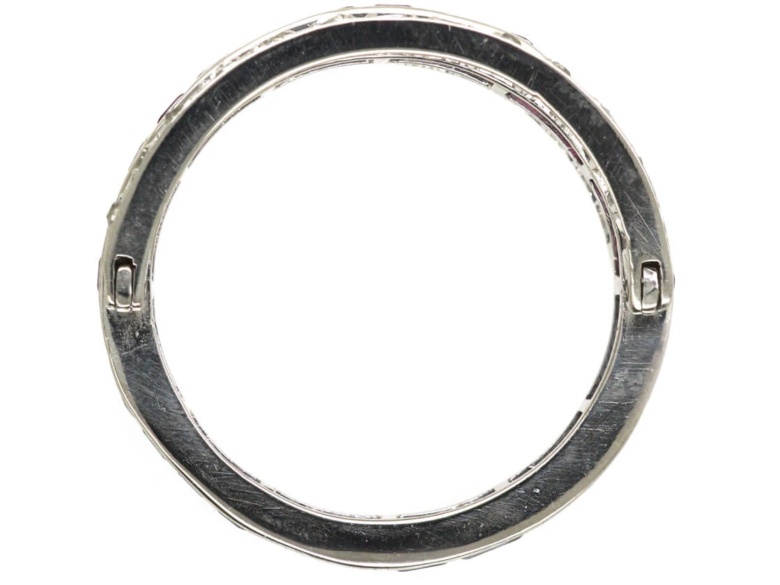 Art Deco 18ct White Gold Ruby, Diamond & Sapphire Flipover Ring 7 Art Deco 18ct White Gold Ruby, Diamond & Sapphire Flipover Ring - Image 5