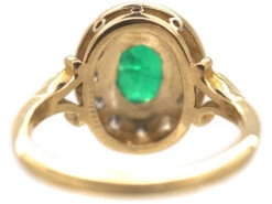 18ct Gold, Emerald & Diamond Oval Cluster Ring -Antique Jewellery Company 7866cabe dsc02185 scaled 1