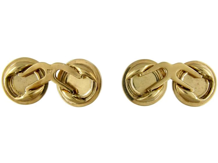 14ct Gold & White Enamel Cufflinks 4 14ct Gold & White Enamel Cufflinks - Image 2
