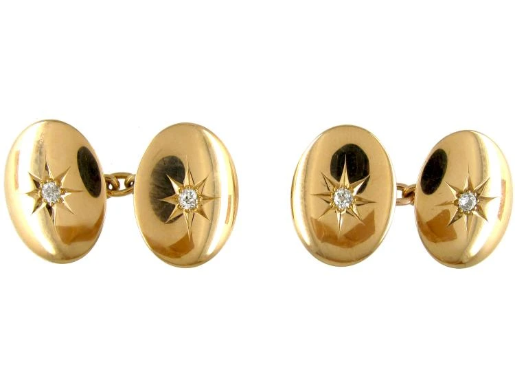 18ct Gold Diamond Set Victorian Cufflinks 3 18ct Gold Diamond Set Victorian Cufflinks