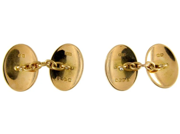 18ct Gold Diamond Set Victorian Cufflinks 5 18ct Gold Diamond Set Victorian Cufflinks - Image 3