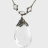 Arts & Crafts Rock Crystal & Silver Long Pendant Necklace By Bernard Instone -Antique Jewellery Company 79d