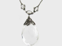 Arts & Crafts Rock Crystal & Silver Long Pendant Necklace By Bernard Instone