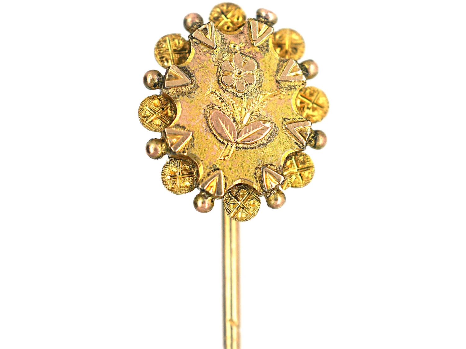 Victorian Two Coloured 9ct Gold Rose Motif Tie Pin 3 Victorian Two Coloured 9ct Gold Rose Motif Tie Pin