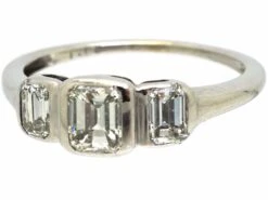 18ct White Gold, Three Stone Baguette Diamond Ring -Antique Jewellery Company 7c0925c1 dsc03041 scaled 1