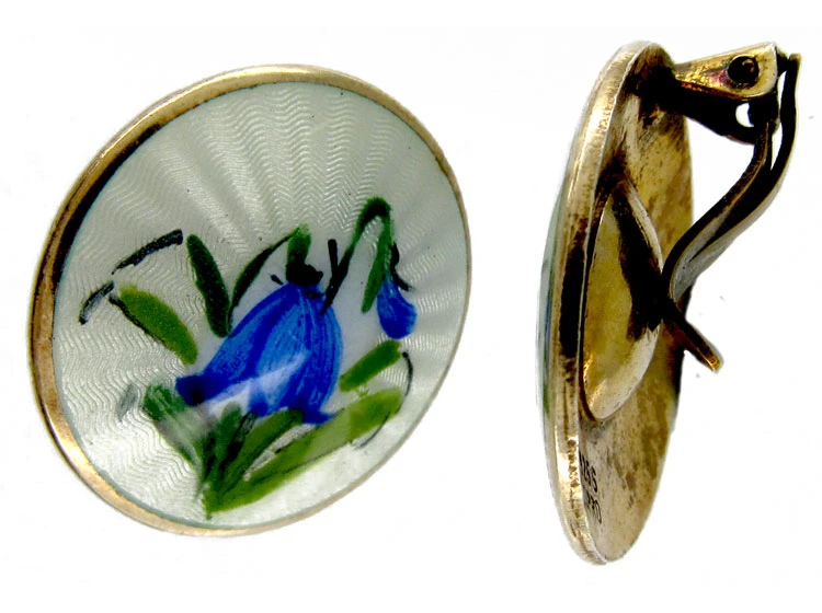 Silver & Enamel Gentian Earrings 5 Silver & Enamel Gentian Earrings - Image 3