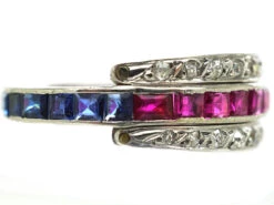 Art Deco 18ct White Gold Ruby, Diamond & Sapphire Flipover Ring 10 Art Deco 18ct White Gold Ruby, Diamond & Sapphire Flipover Ring -Antique Jewellery Company 7d5d45ed dsc05985