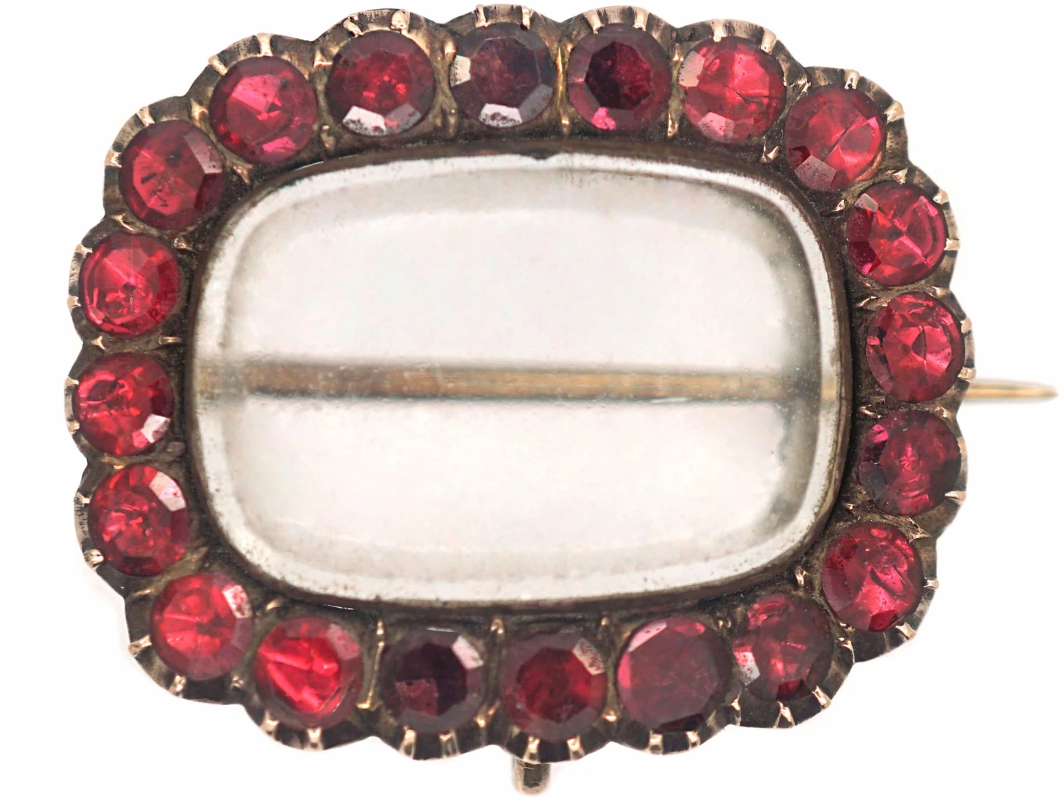 Georgian 9ct Gold & Flat Cut Garnet Brooch With Hinged Compartment 3 Georgian 9ct Gold & Flat Cut Garnet Brooch With Hinged Compartment