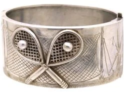 Victorian Silver Bangle With Two Tennis Racquets -Antique Jewellery Company 7eb68ce7 dsc08702 scaled 1