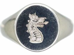 18ct White Gold Signet Ring With Intaglio Of A Griffin